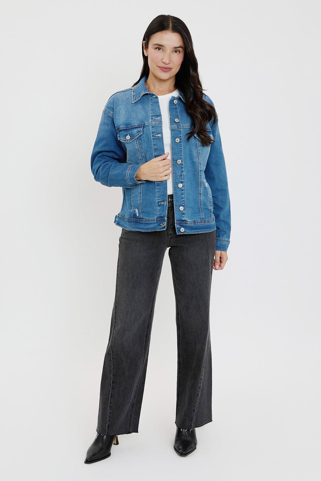 Women's Drop Shoulder Boyfriend Denim Jacket