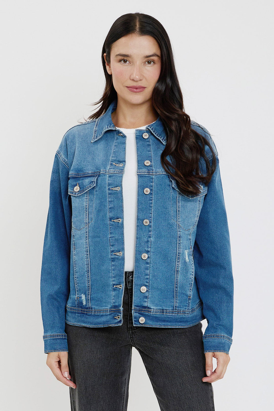 Women's Drop Shoulder Boyfriend Denim Jacket