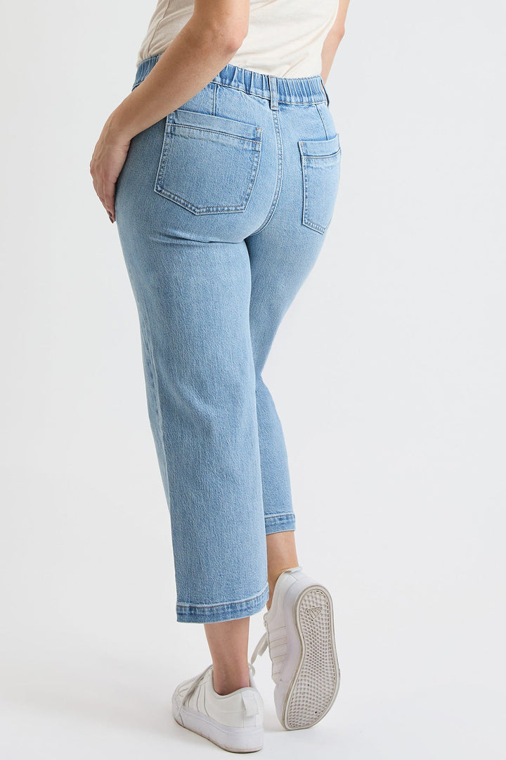 Women's High Rise Wide Leg Jeans with Elastic Back