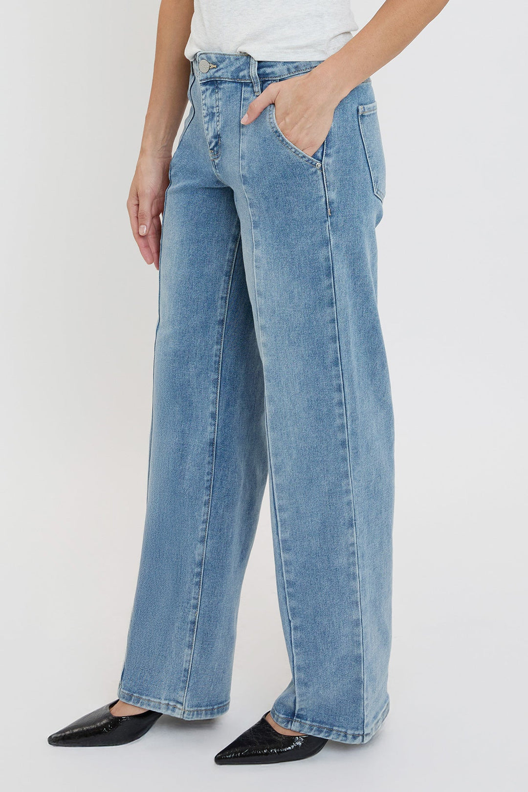 Women's Front Seam Wide Leg Jeans