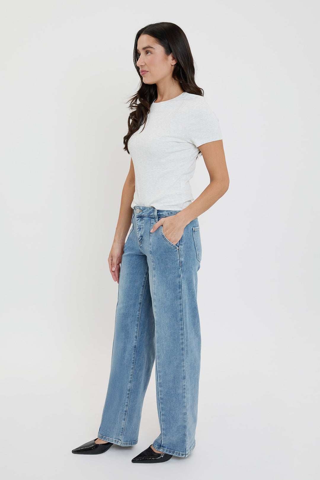 Women's Front Seam Wide Leg Jeans