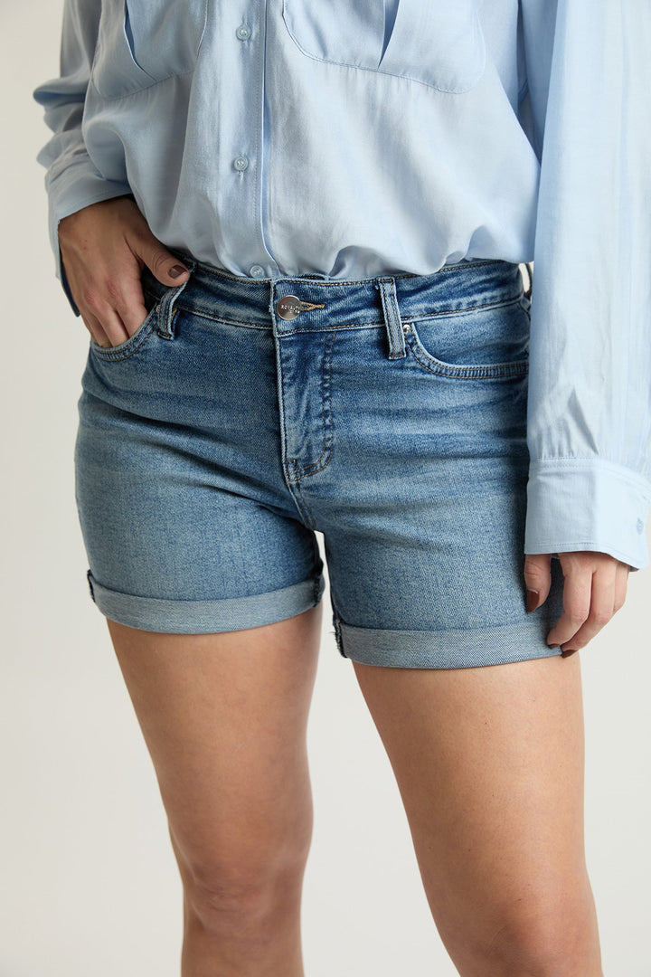 Women's High Rise Premium Stretch Fold-Over Cuff Shorts