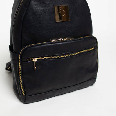 Black Carrier Leather Backpack