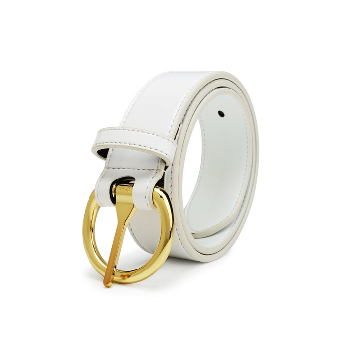 Women's Gold Ring Belt - White (Only Size 34 & 37 Left)