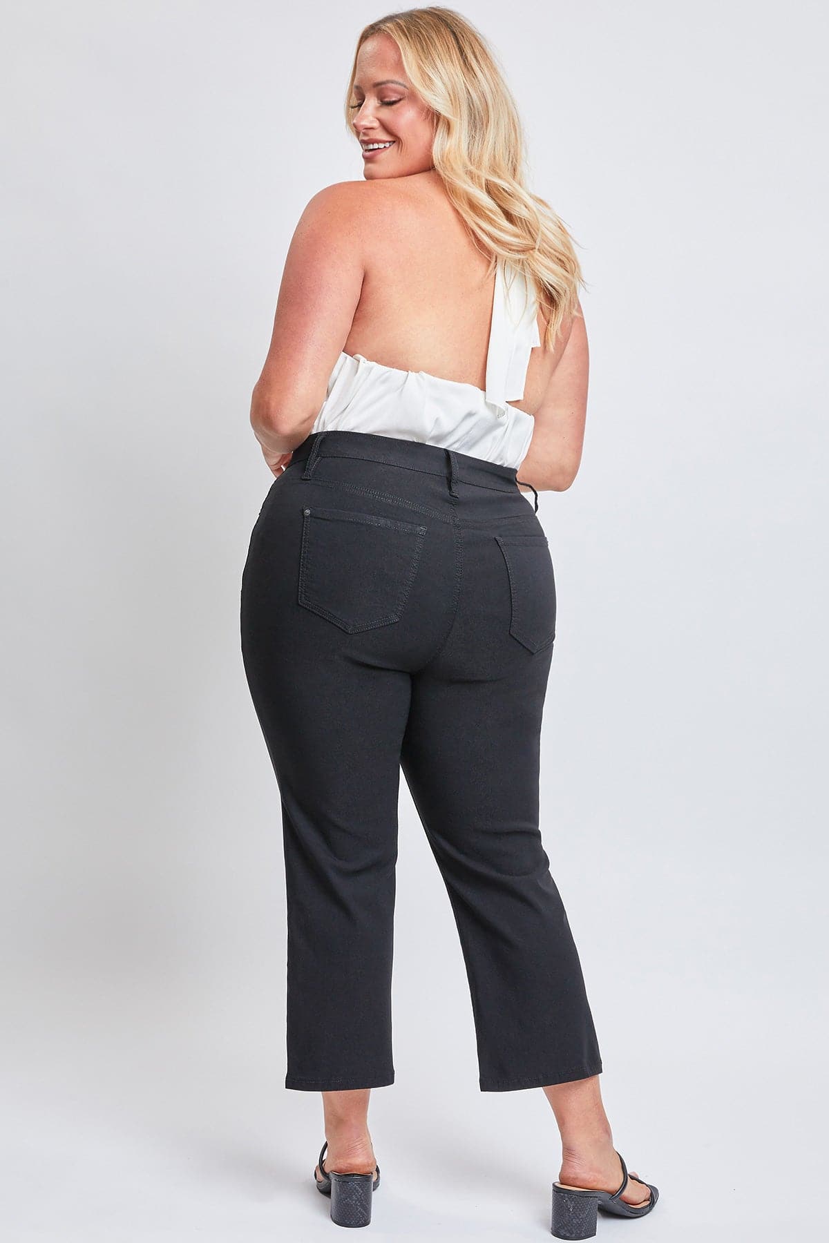 Women's Plus Size Hyperstretch High Rise Cropped Wide Leg Flood Pants