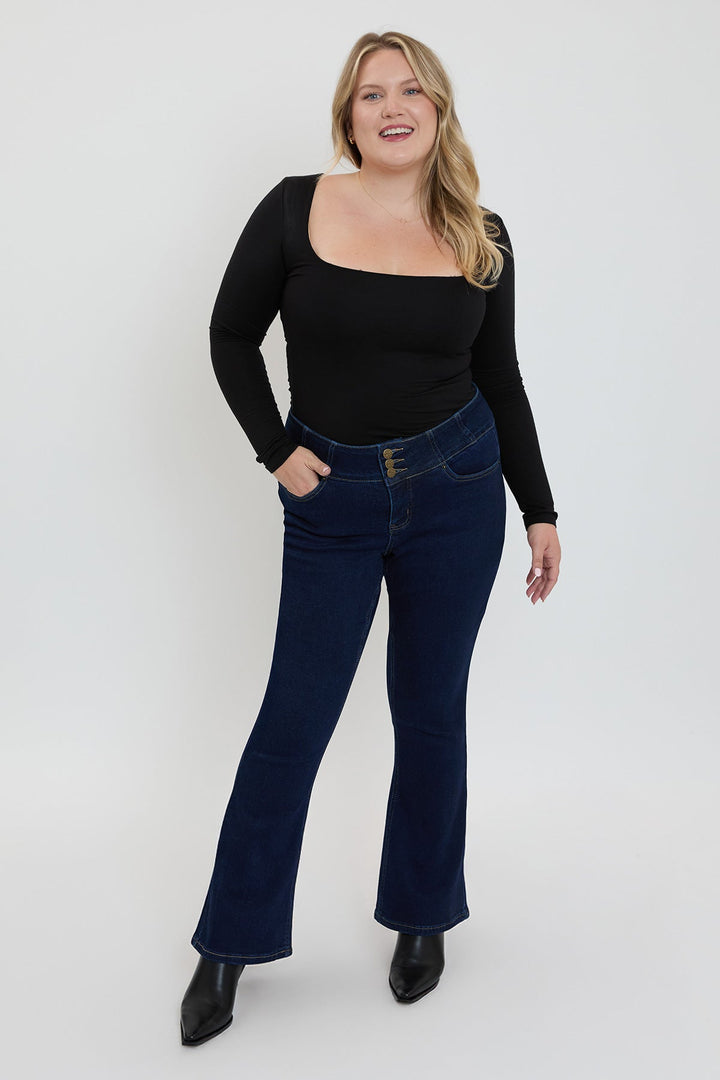 Women's Plus 3-Button Bootcut Jeans