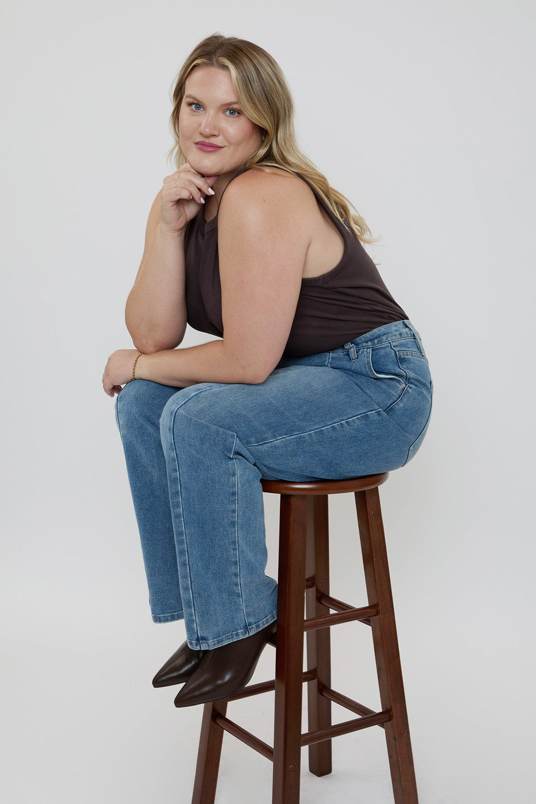 Women's Plus Front Seam Wide Leg Jeans