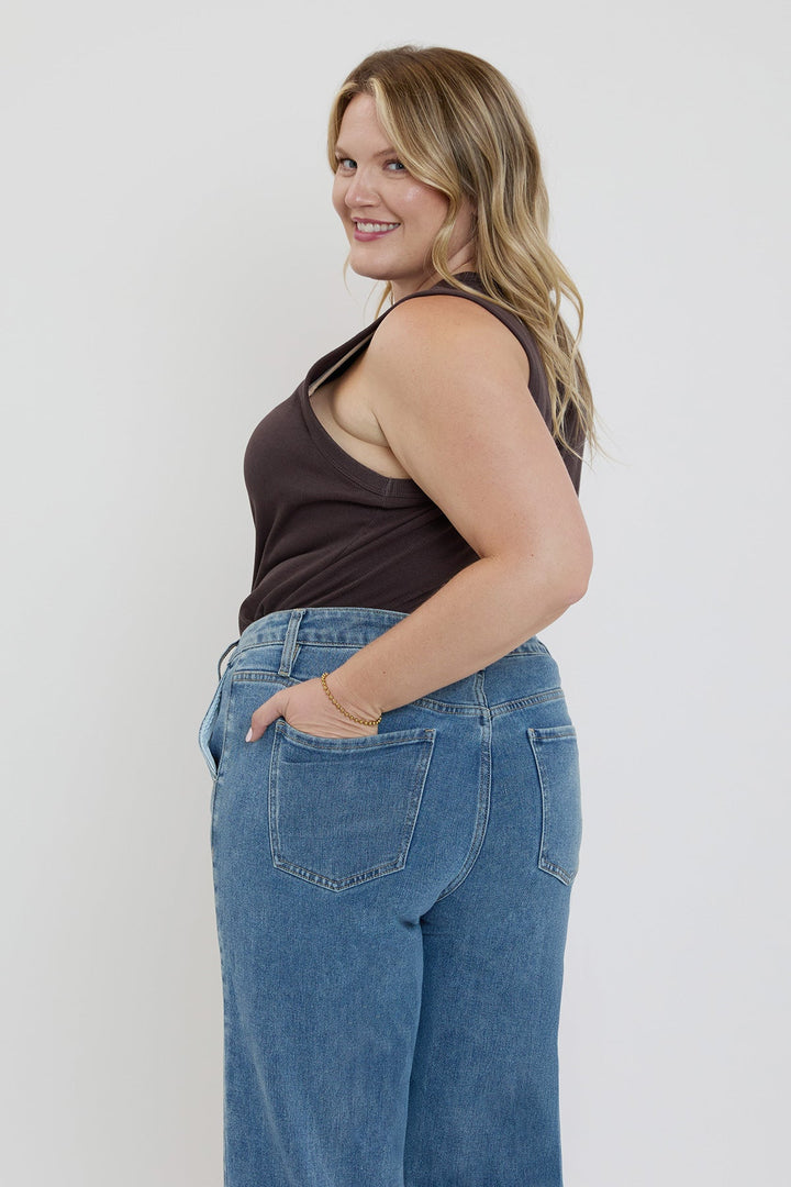 Women's Plus Front Seam Wide Leg Jeans