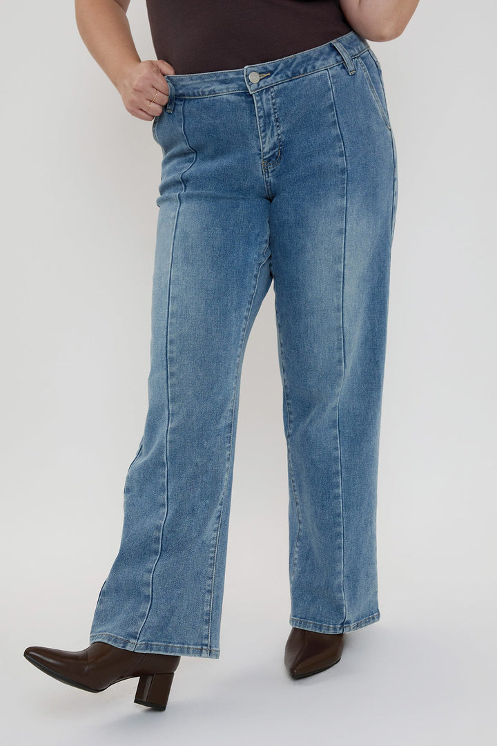Women's Plus Front Seam Wide Leg Jeans