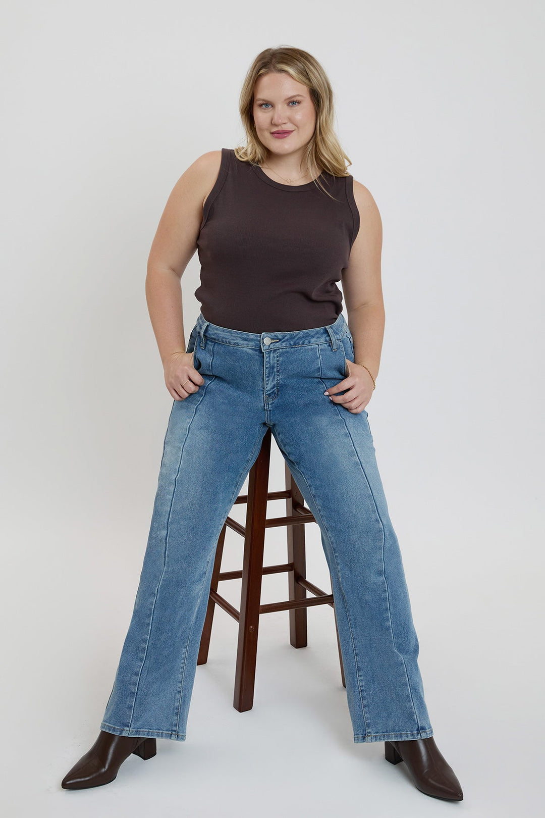 Women's Plus Front Seam Wide Leg Jeans