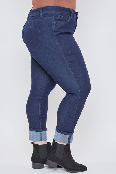 Women's Plus Size WannaBettaButt Mid Rise Mega Cuff Ankle Jeans