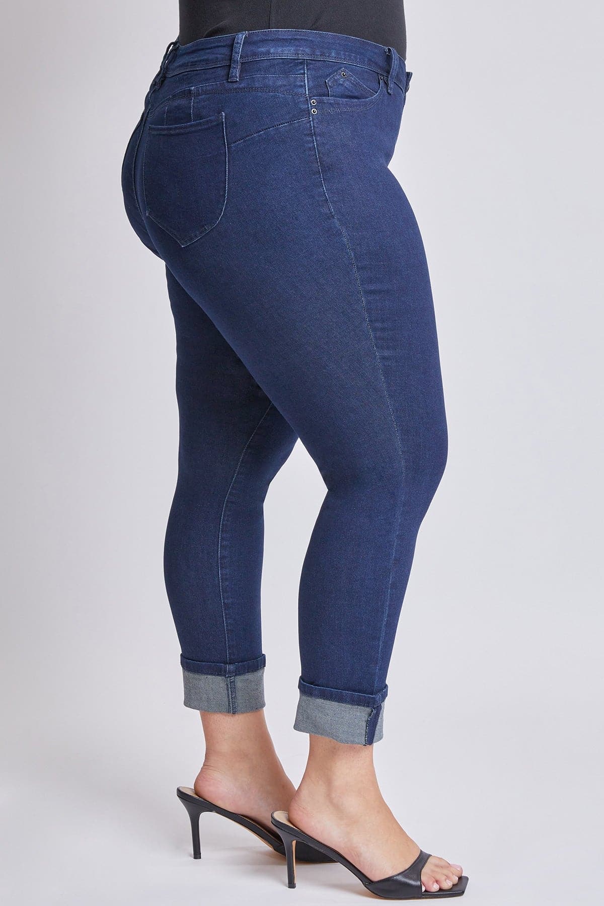 Women's Plus Size WannaBettaButt Mid Rise Mega Cuff Ankle Jeans