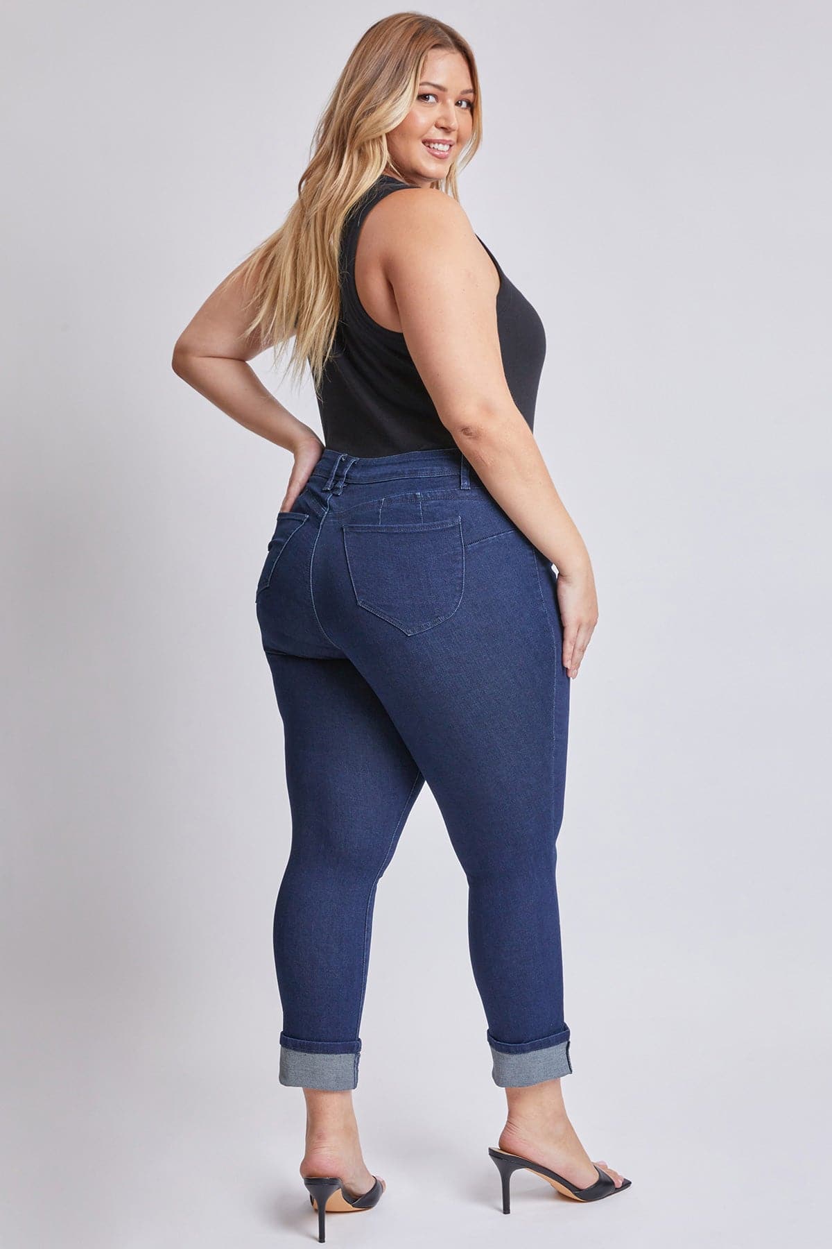 Women's Plus Size WannaBettaButt Mid Rise Mega Cuff Ankle Jeans