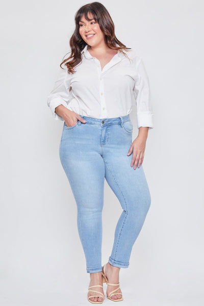 Women's Plus Size WannaBettaButt Mid Rise Mega Cuff Ankle Jeans