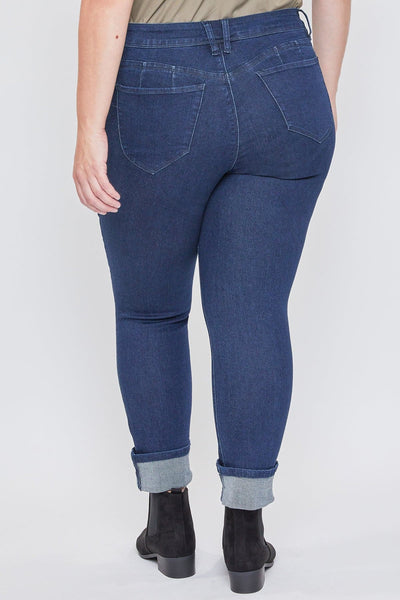 Women's Plus Size WannaBettaButt Mid Rise Mega Cuff Ankle Jeans