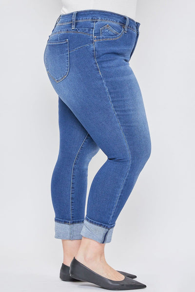 Women's Plus Size WannaBettaButt Mid Rise Mega Cuff Ankle Jeans