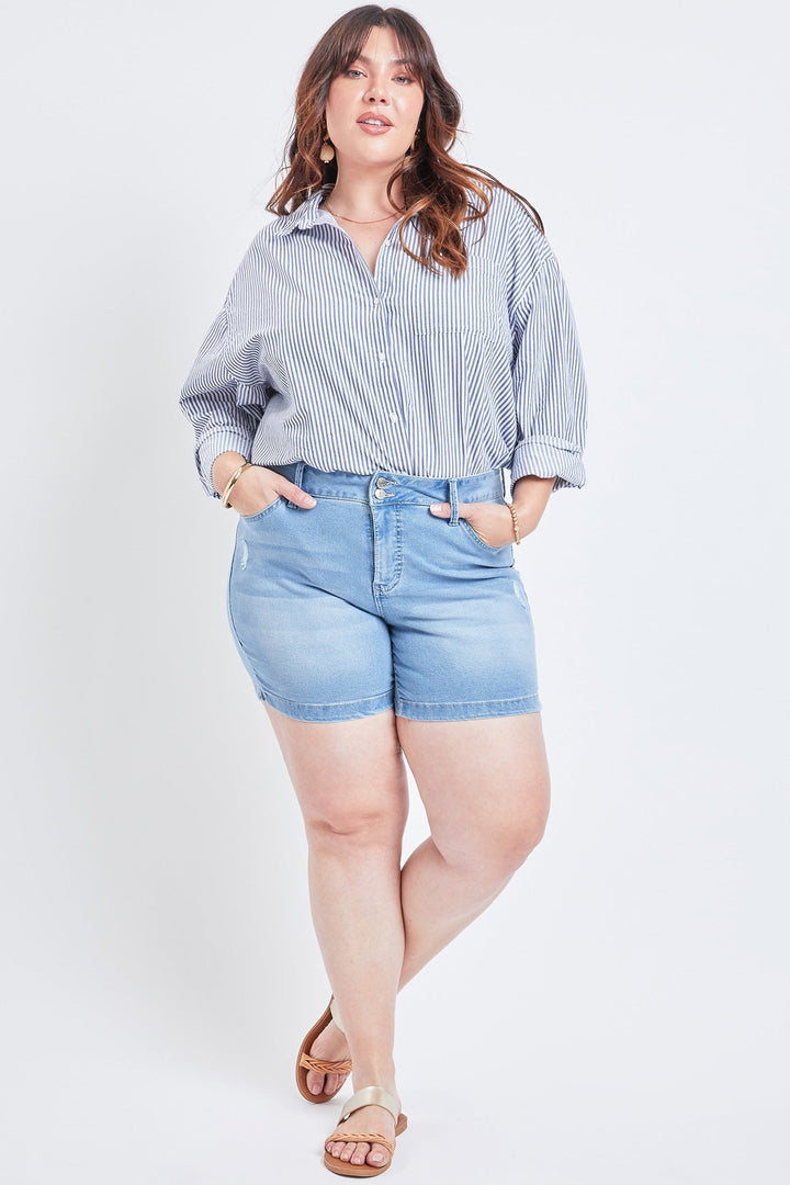 Women's Plus Size Basic 2-Button Side Slit Hem Shorts