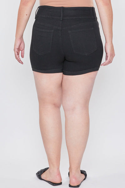 Women´s Plus Essential 3-Button Fray Cuff Shorts-Distressed