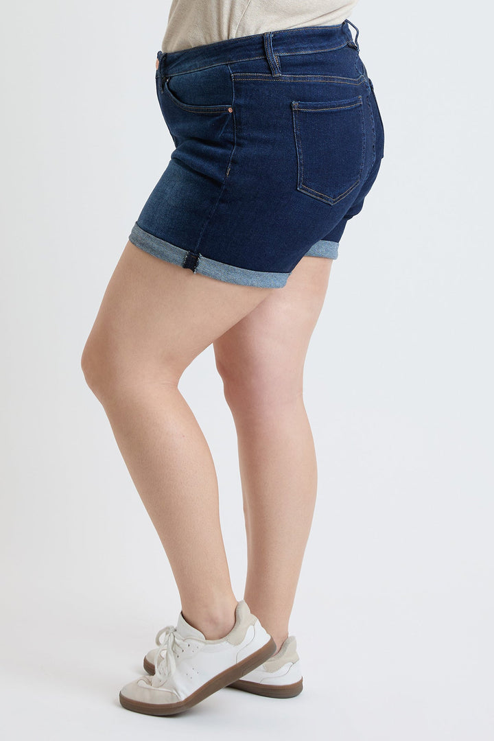 Women's Plus High Rise Premium Stretch Fold-Over Cuff Shorts