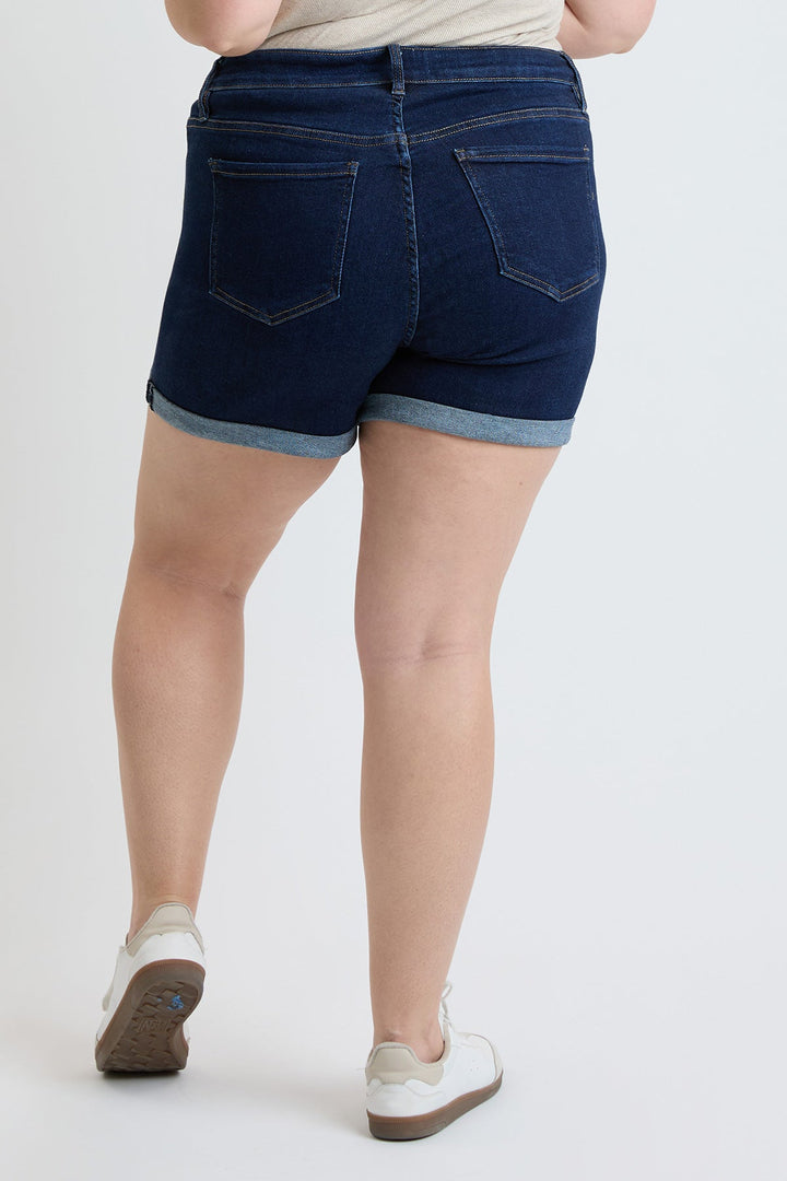 Women's Plus High Rise Premium Stretch Fold-Over Cuff Shorts