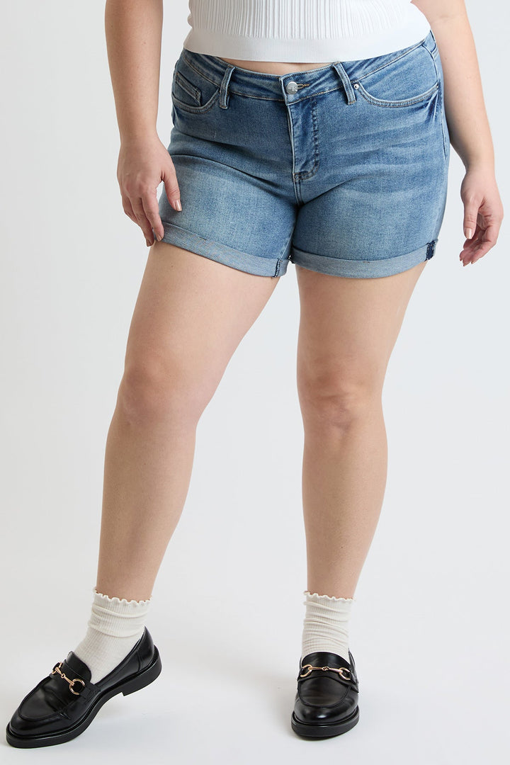 Women's Plus High Rise Premium Stretch Fold-Over Cuff Shorts