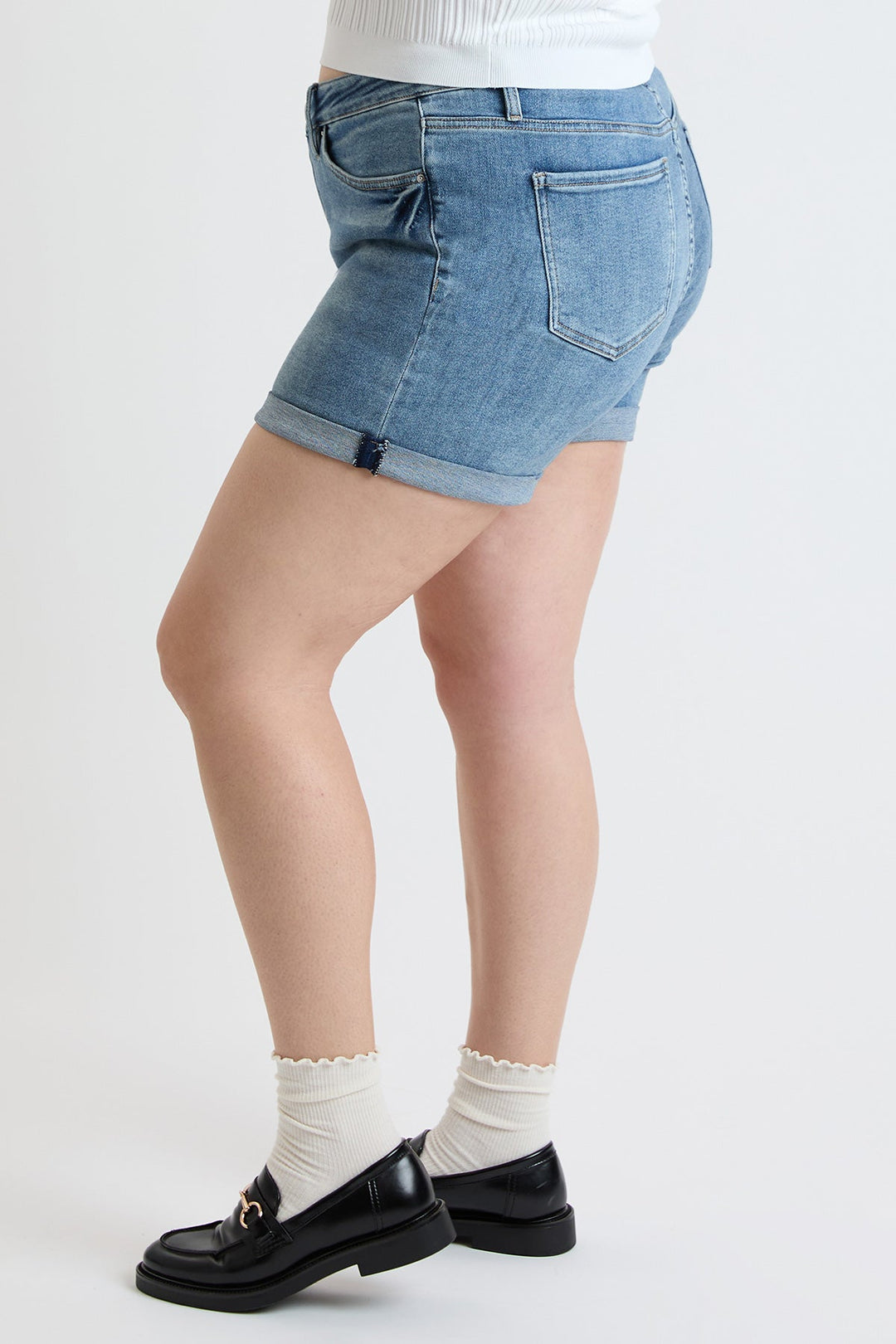 Women's Plus High Rise Premium Stretch Fold-Over Cuff Shorts