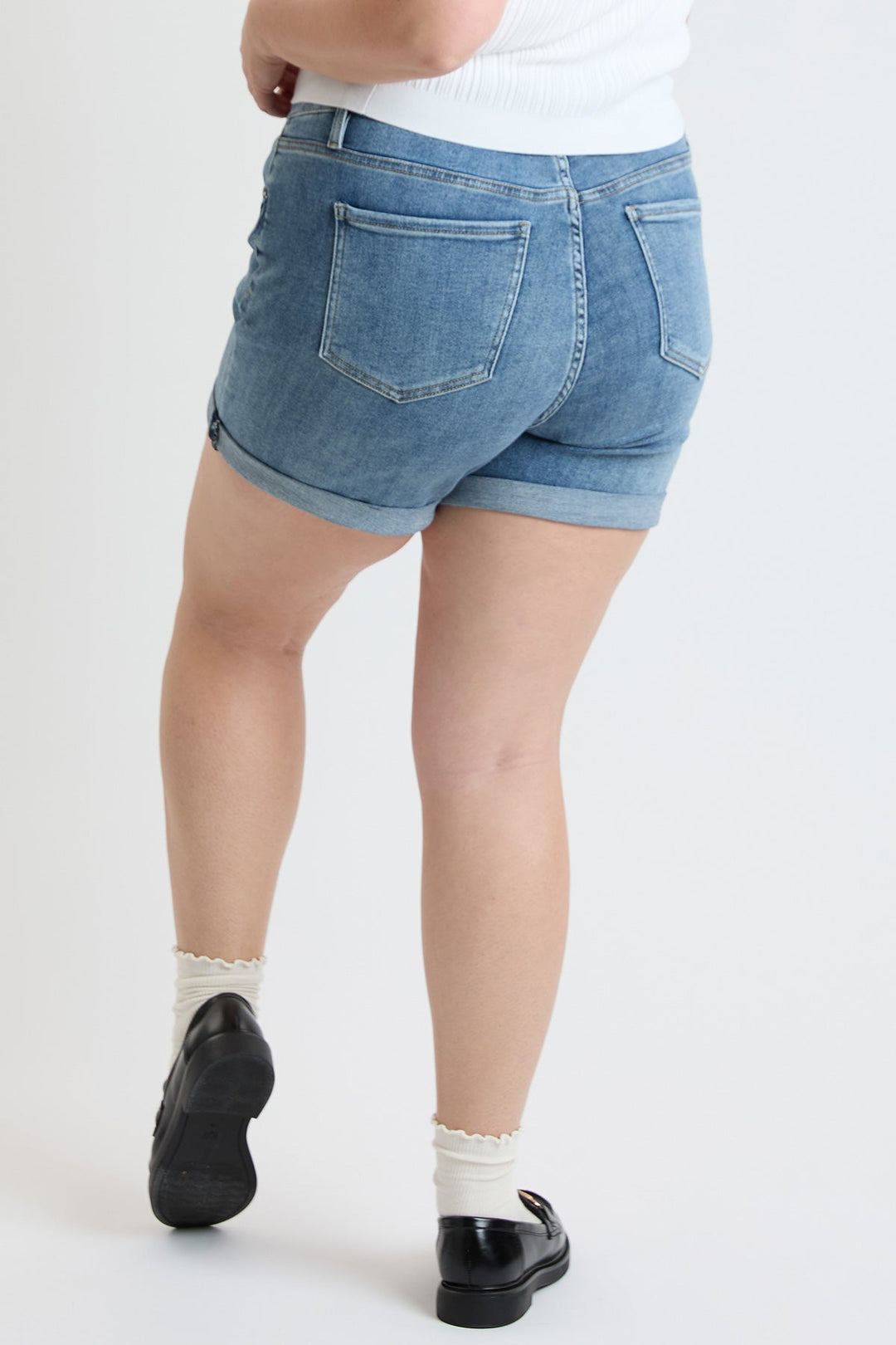 Women's Plus High Rise Premium Stretch Fold-Over Cuff Shorts