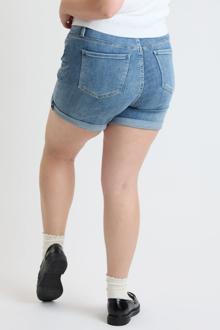 Women's Plus High Rise Premium Stretch Fold-Over Cuff Shorts