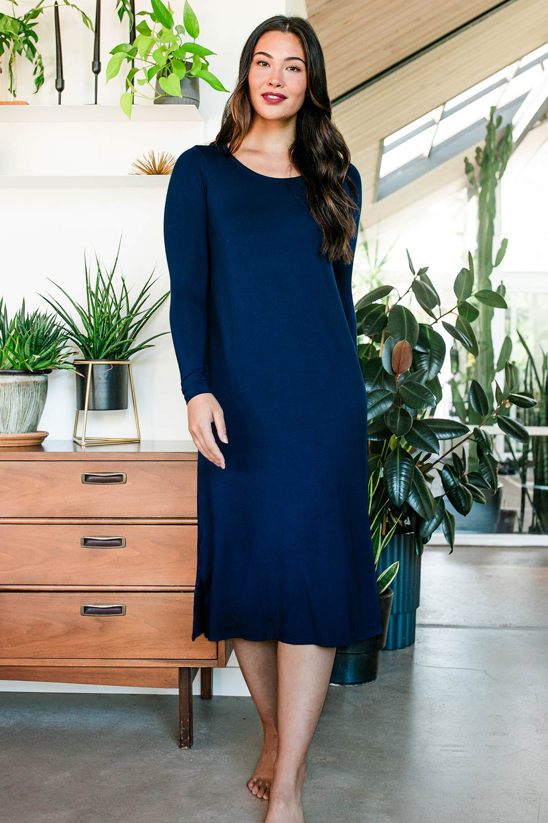 Neesha Scoop Neck Long Sleeve Bamboo Nightgown