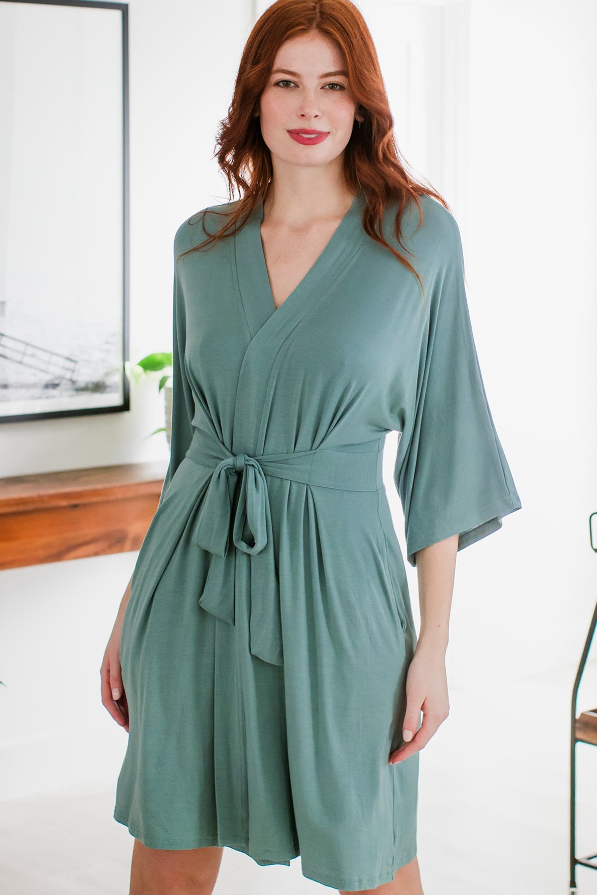 Nina Elbow Sleeve Belted Bamboo Robe