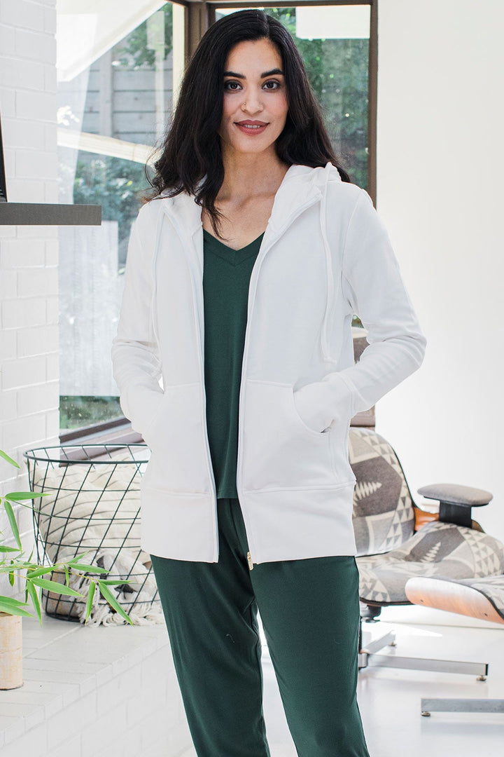 Scarlet Zip-Up Bamboo &amp; Organic Cotton Hooded Jacket Sweatshirt