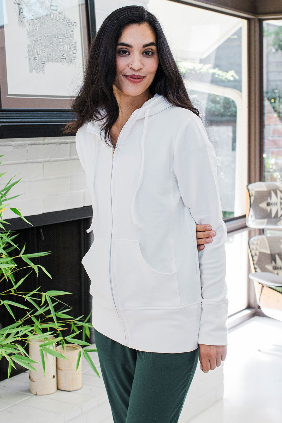 Scarlet Zip-Up Bamboo &amp; Organic Cotton Hooded Jacket Sweatshirt
