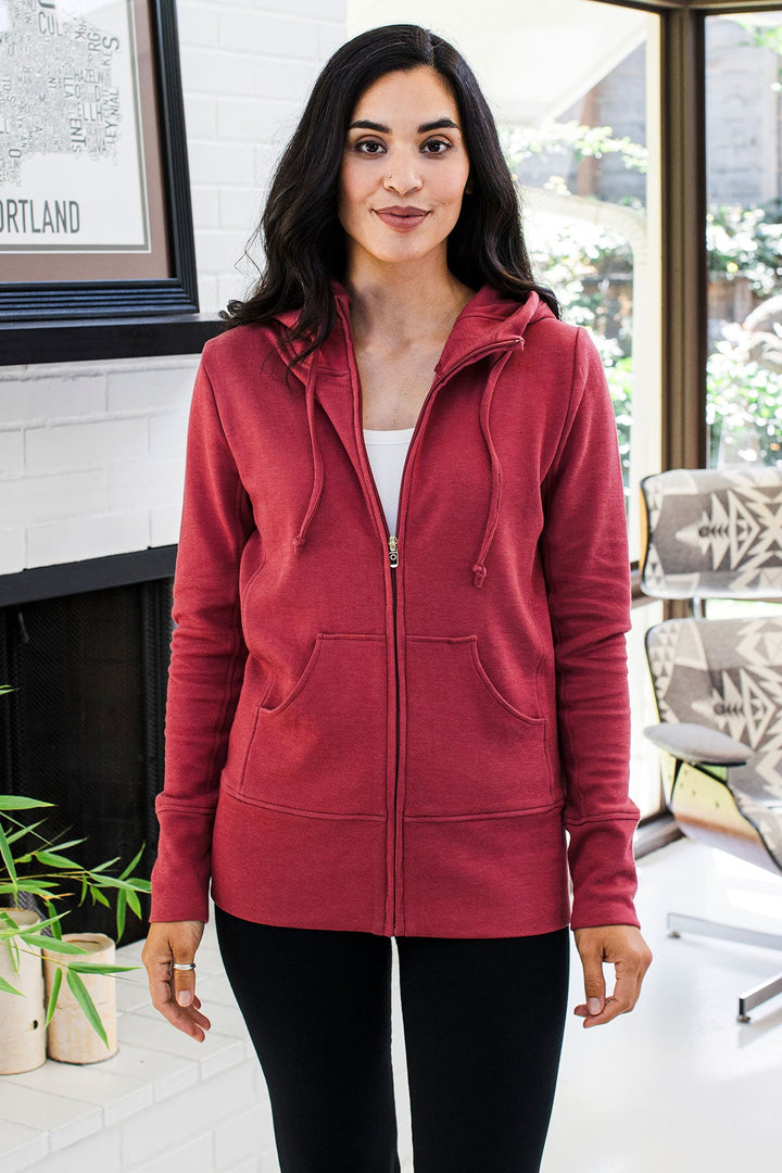 Scarlet Zip-Up Bamboo &amp; Organic Cotton Hooded Jacket Sweatshirt
