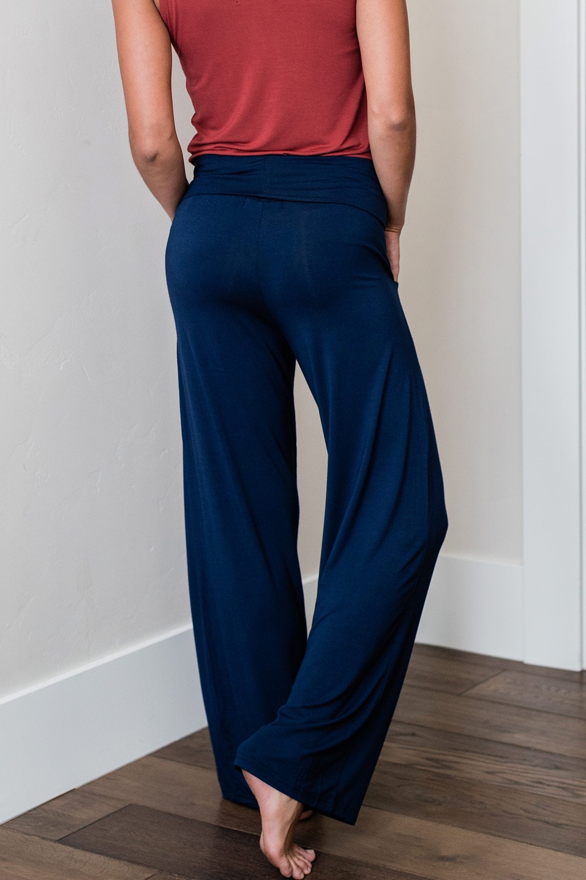 Kayla Wide Leg Foldover Waist Bamboo Pant