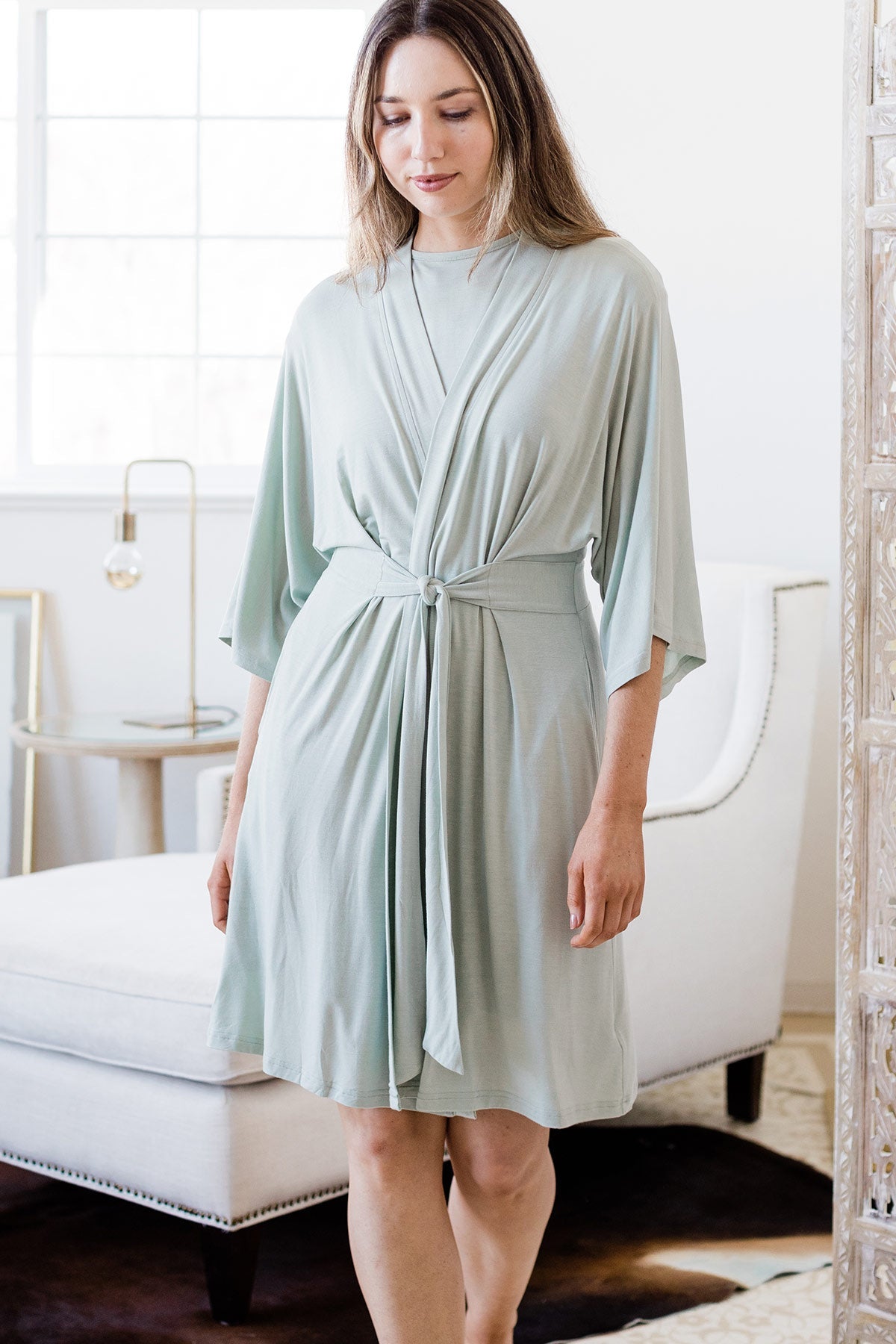 Nina Elbow Sleeve Belted Bamboo Robe