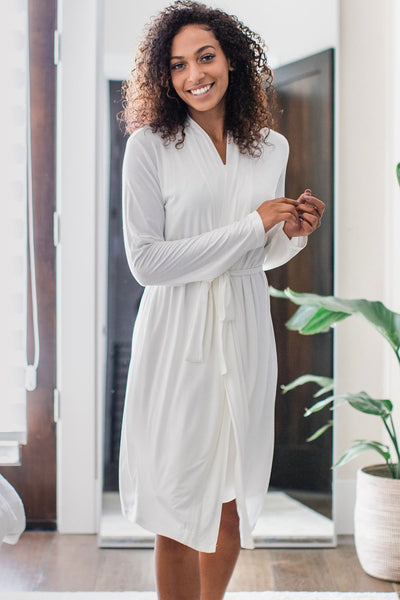 Serenity Long Sleeve Short Belted Bamboo Robe