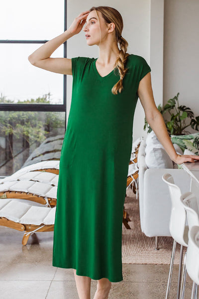 Sloane V-Neck Cap Sleeve Bamboo Maxi Dress