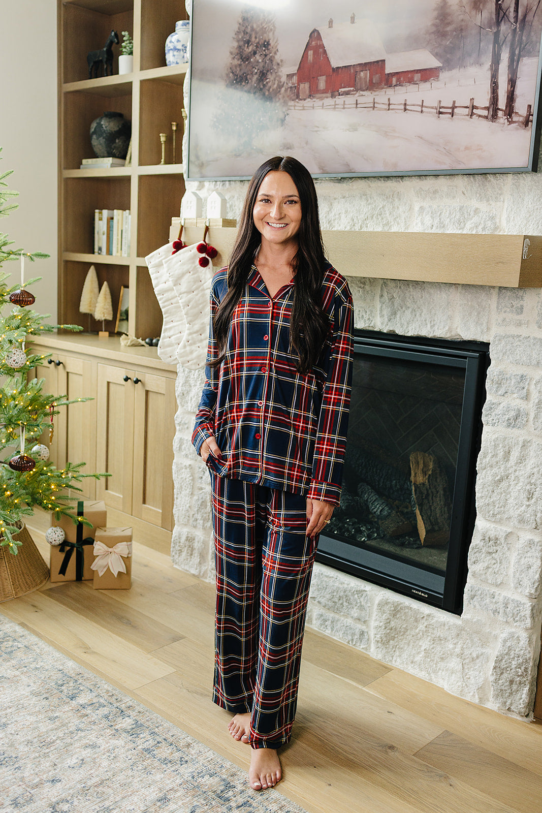 Adult Christmas Plaid Pajama Set