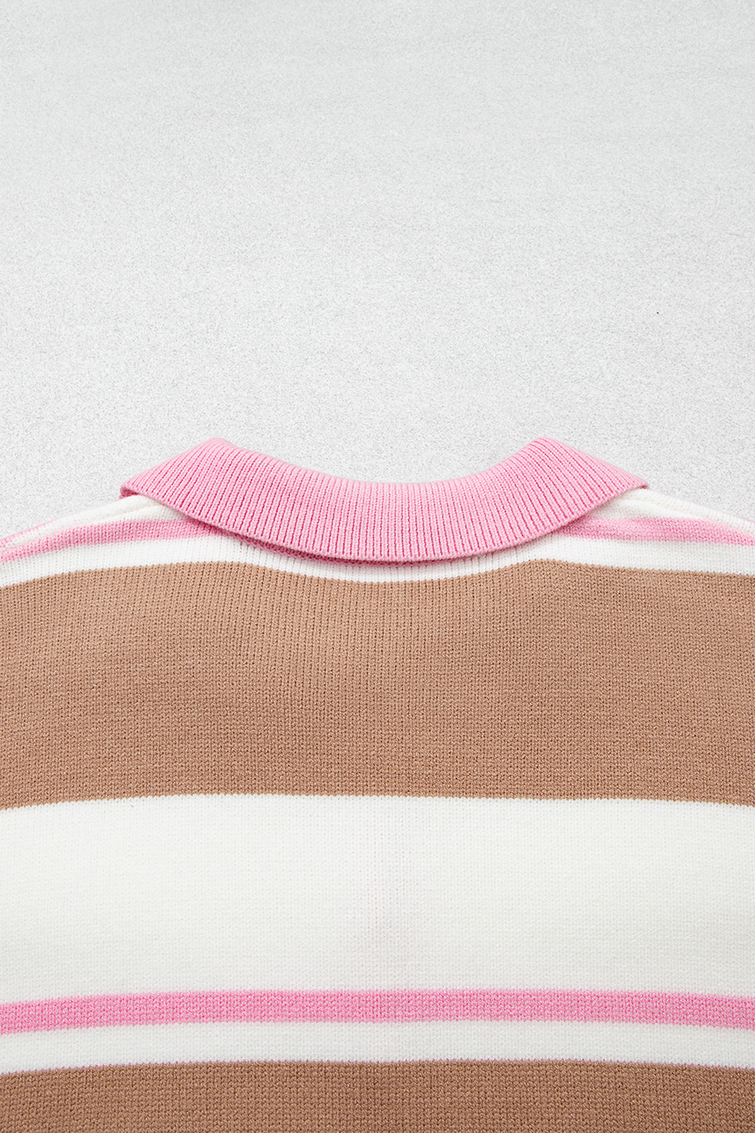 Pink Stripe Striped Colorblock V Neck Long Sleeve Tunic Sweater