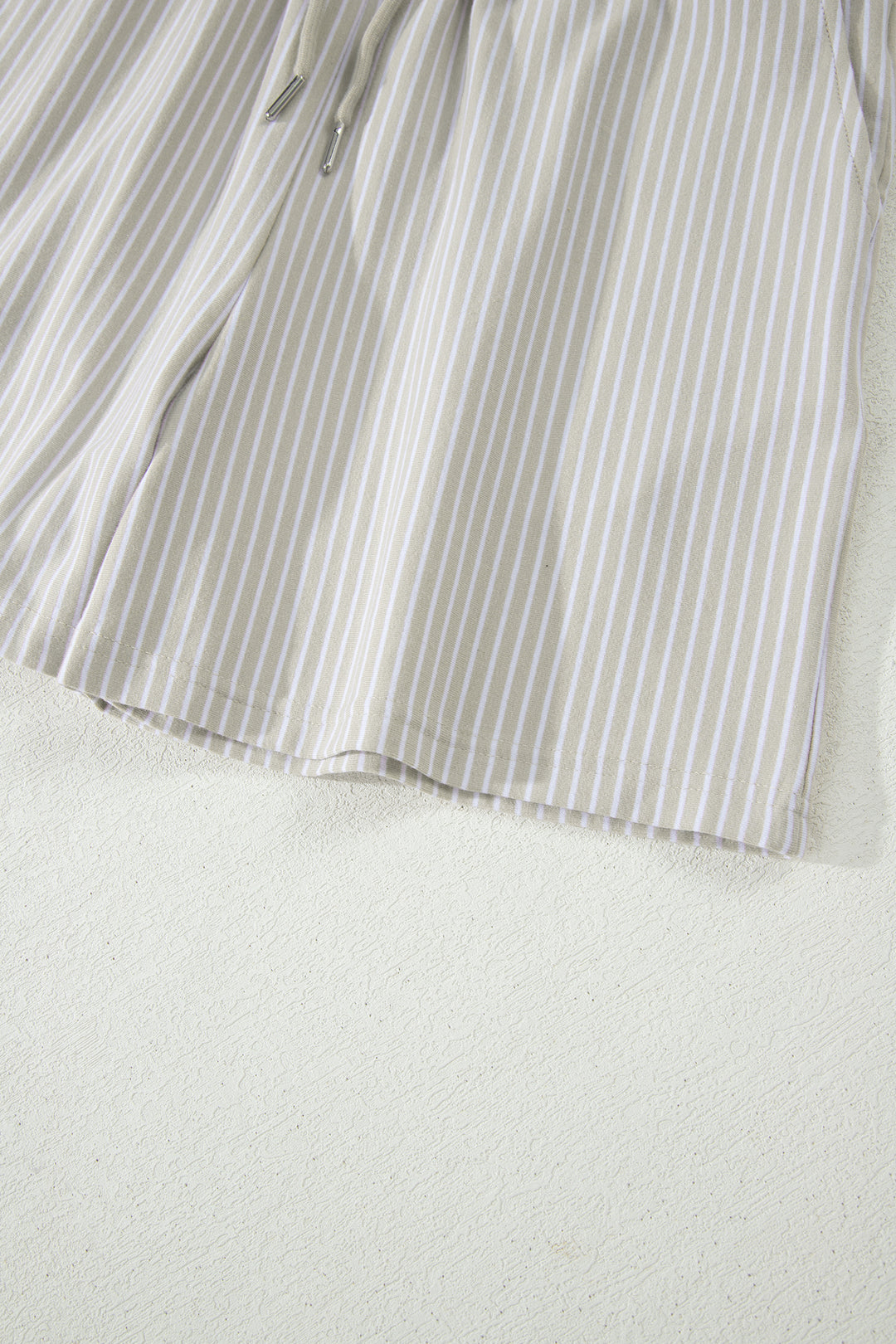 Purple Stripe Dolman Sleeve Polo Shirt and Drawstring Shorts Set