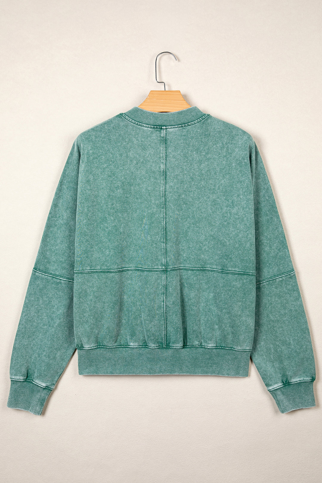 Evergreen Mineral Washed Zip Open-Front Jacket Style Cotton Sweatshirt