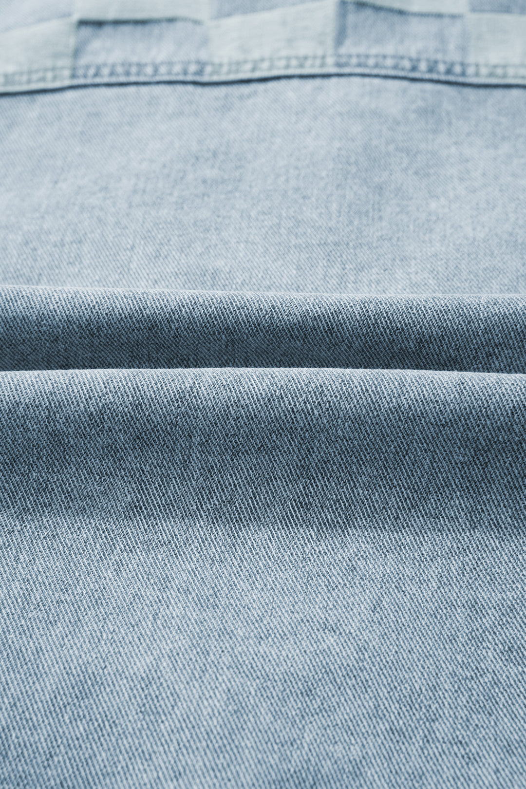 Beau Blue Denim Checkered Pattern Patchwork Womens Casual Jacket