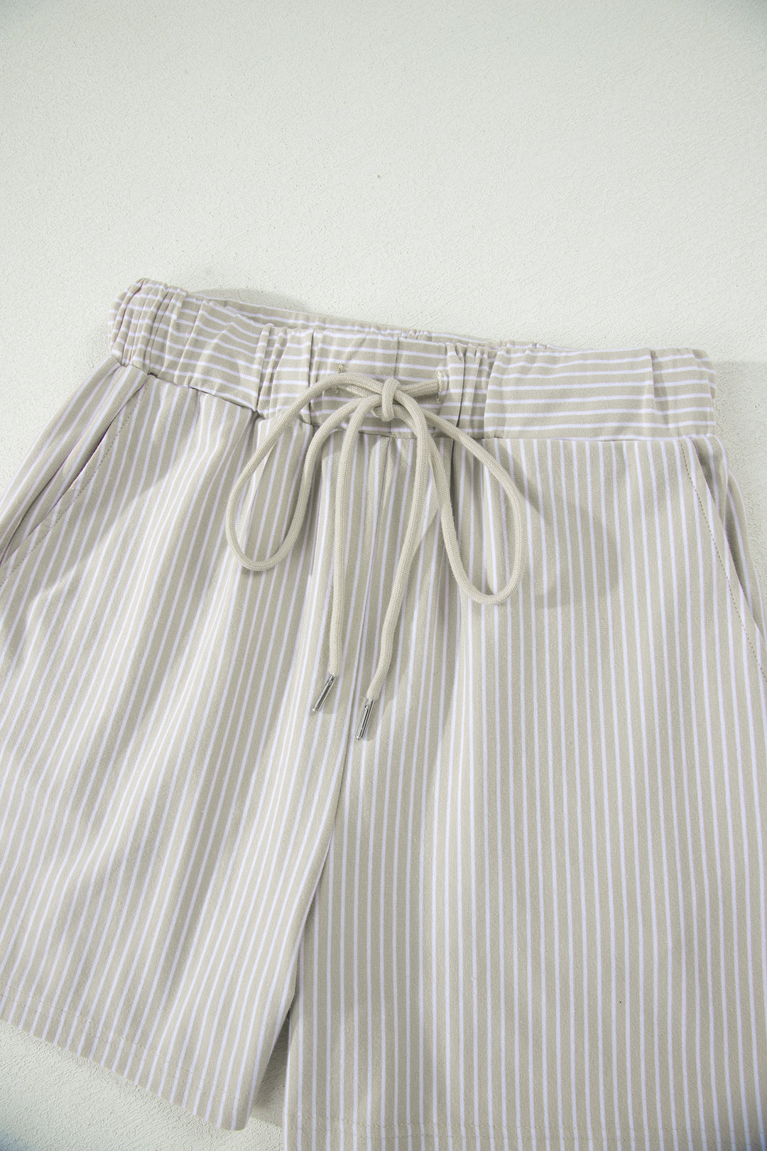 Purple Stripe Dolman Sleeve Polo Shirt and Drawstring Shorts Set
