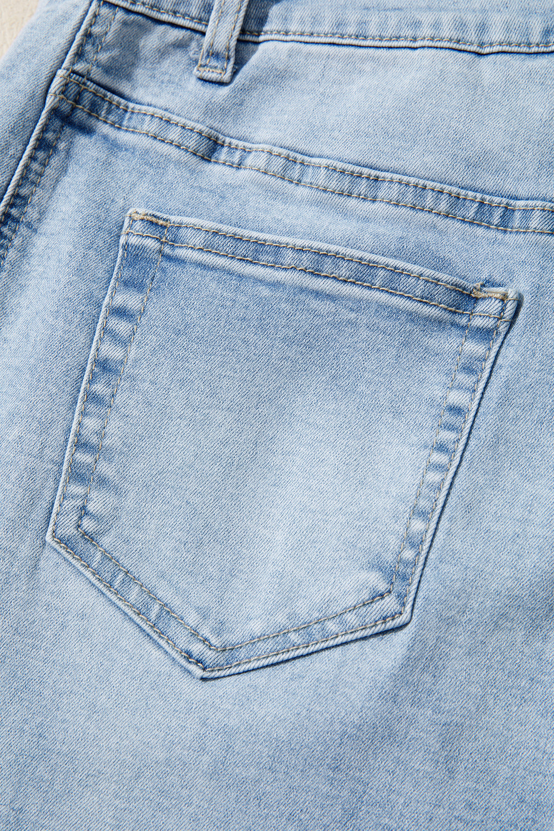 Sail Blue Raw Hem Turnup Loose Ankle-length Jeans