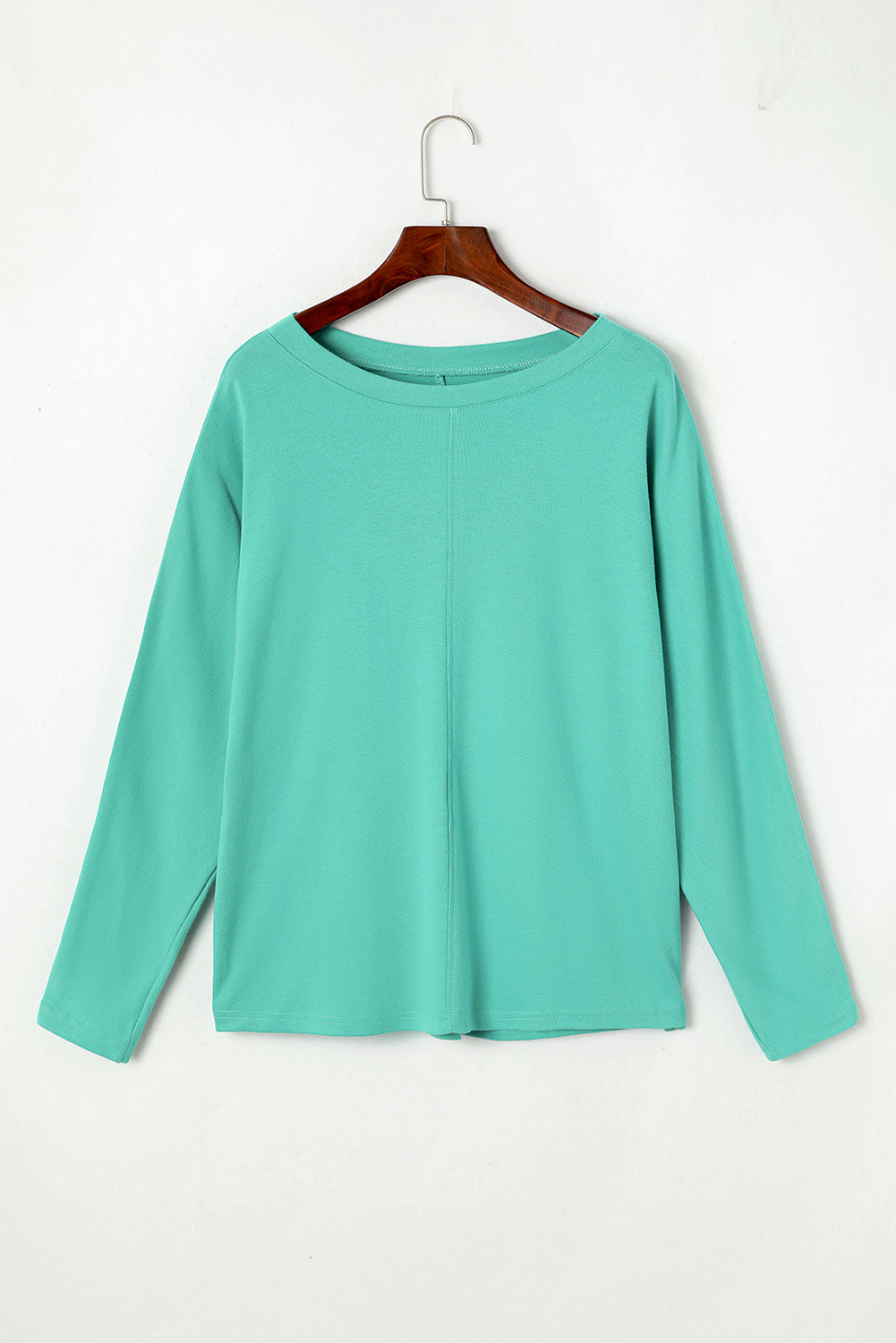 Green Solid Color Patchwork Long Sleeve Top