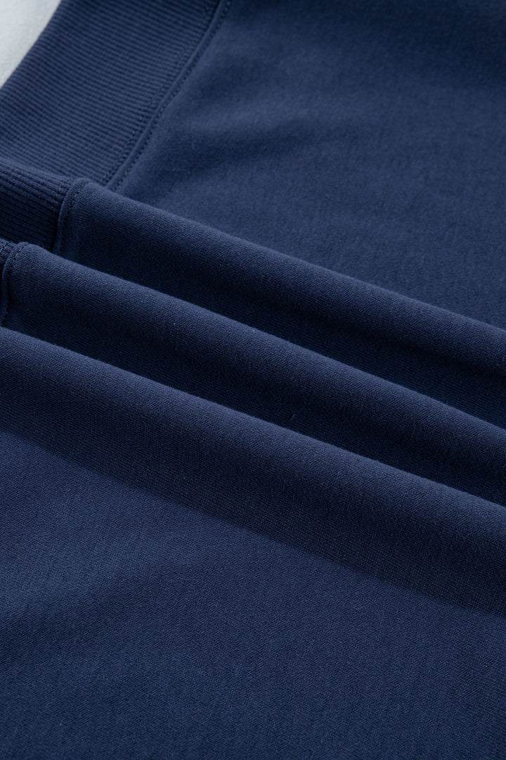Sail Blue Patchwork Round Neck Long Sleeve Sweatshirt