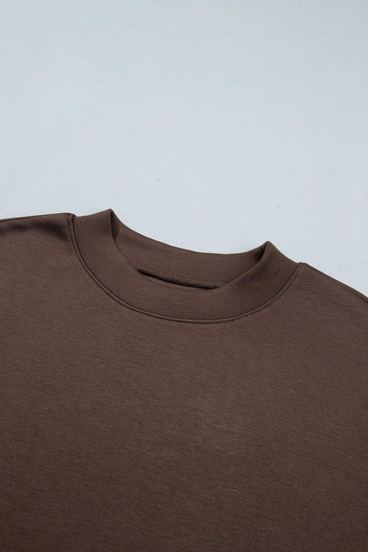 Coffee Camouflage Sleeve Crewneck Baggy Pullover Sweatshirt