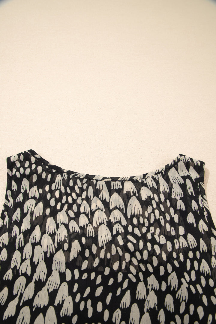 Black Printed Sleeveless Maxi Dress