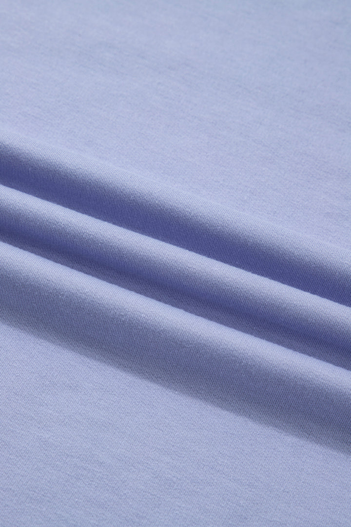 Beau Blue Flounce Long Sleeve Top Drawstring Pants Contrast Velvet Bow Knot 2pcs Lounge Set