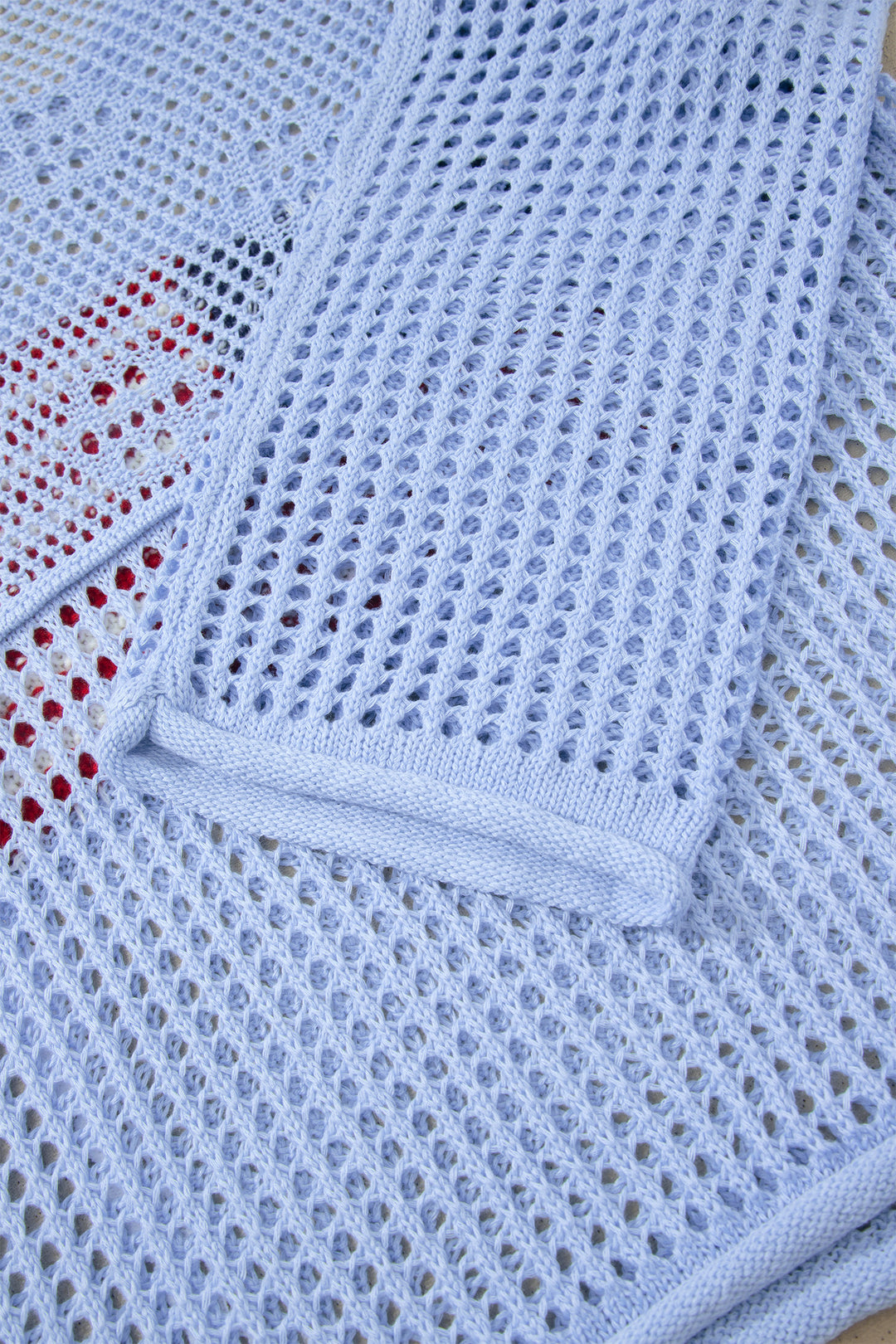 White Hollow Out Crochet Knit American Flag Patched Sweater Hoodie